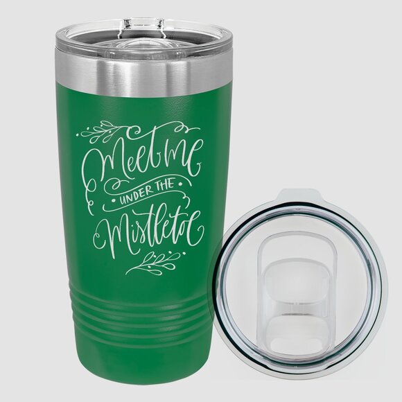 "Meet Me Under the Mistletoe" Insulated Stainless Steel Travel Mug - Picture 2 of 2